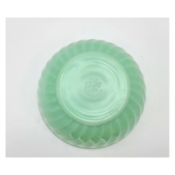 Vintage 1948-50 Fire King Oven Ware Jadeite Jadite Green Swirl Mixing Bowl 8" - Picture 4 of 5